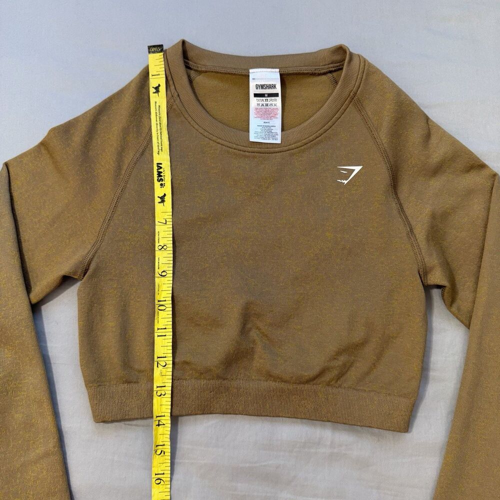 Gymshark Adapt Fleck Seamless Long Sleeve Crop Top MEDIUM Mineral Light Brown - Picture 5 of 10